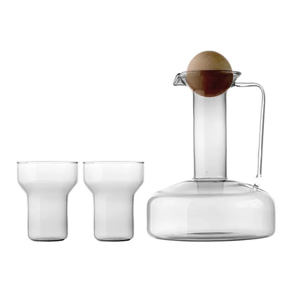 Tall Wooden Lid Carafe Set