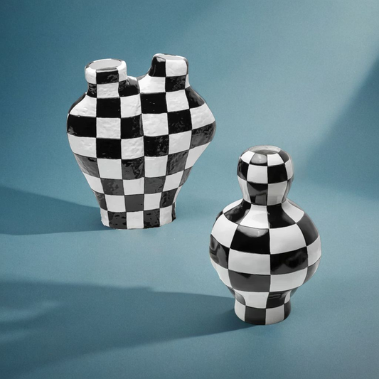 Checkered Black & White Vases