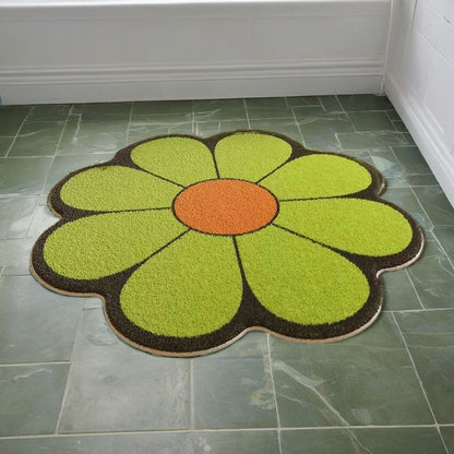 Lime Green Daisy Blossom Rug