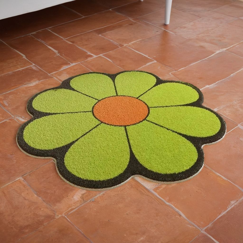 Lime Green Daisy Blossom Rug