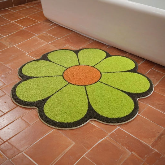 Lime Green Daisy Blossom Rug