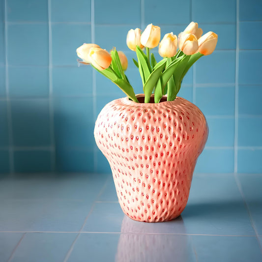 Pink Strawberry Ceramic Vase