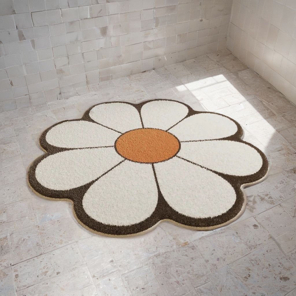 White Daisy Petal Rug