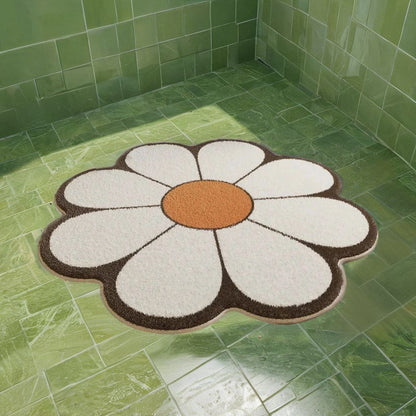 White Daisy Petal Rug